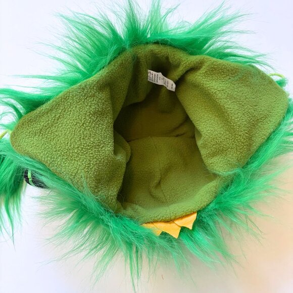 Lime Monster Hat Green Faux Fur Fleece Lined OS - Picture 4 of 4